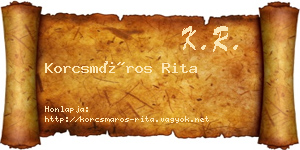 Korcsmáros Rita névjegykártya